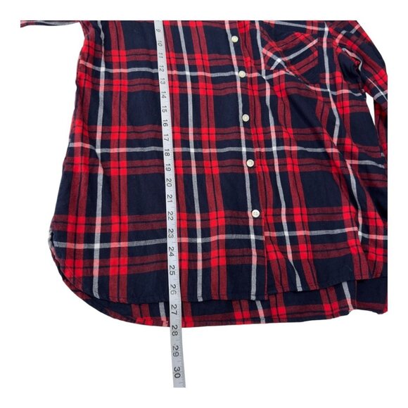 Old Navy The Classic Shirt Womens L Red & Navy Plaid Button-Up Long-Sleeve Shirt - Picture 6 of 13